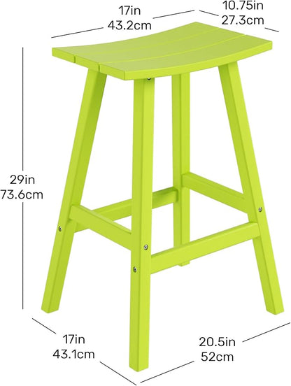 Costaelm All-Weather Outdoor Bar Stools, 29" Height Patio Stools & Bar Chairs, Adirondack Poly Patio Bar Stool for Patio, Deck, Kitchen Counter and Garden, Lime