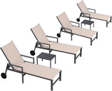 PURPLE LEAF Patio Chaise Lounge Set for 4 Outdoor Pool Lounge Chairs with Armrest and Adjustable Backrest Aluminum - Photo 1