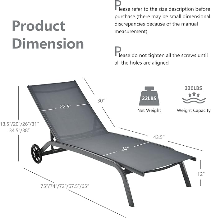 Tangkula Outdoor Chaise Lounge Chair, Patio Lounge Recliner with 6-Position Adjustable Backrest - Photo 3