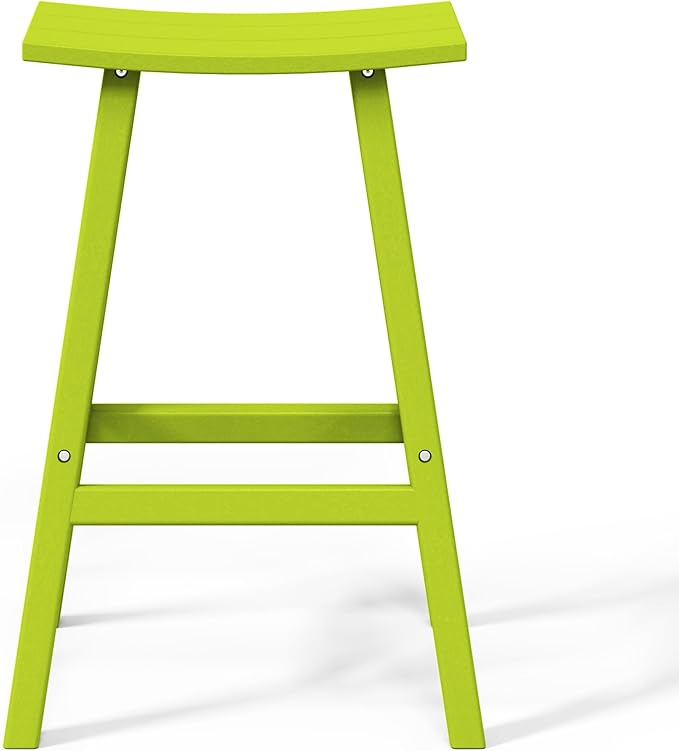 WestinTrends Malibu 29 Inch Outdoor Bar Stools, All Weather Resistant Poly Lumber Adirondack Bar Height Stools, Lime