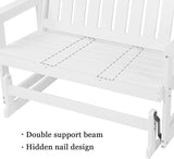 Poly Lumber Patio Glider, HIPS Material Weather-Resistant Swing Bench for Outdoor Porch Garden, White - Photo 7