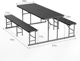 VINGLI Folding Picnic Table and Bench Set with Umbrella, Portable Outdoor Dining Furniture for Camping, Patio, Backyard - Photo 6