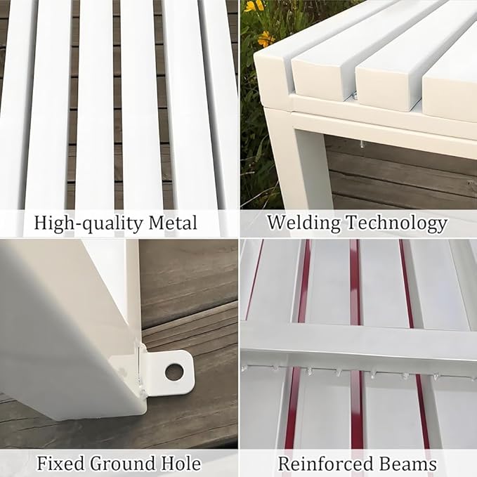 Garden Benches for Outdoors 2-Person Patio Bench Park Seat Metal Bench Backless Seat Weatherproof Chair for Backyard Front Porch Entryway, 3.3ft 3.9ft 4.9ft 5.9ft(Red,3.3ft)