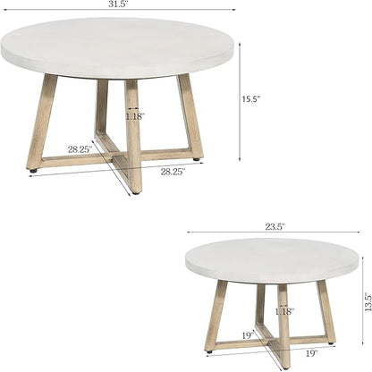 Ulax furniture Outdoor Side Table, Concrete End Table for Indoor/Outdoor