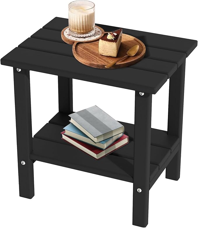HDPE Outdoor Side Table, Small Patio Table, Weather Resistant Adirondack End Table for Outside, Balcony, Deck, Poolside - Photo 1