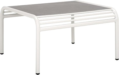 SAFAVIEH Outdoor Patio Furniture Core White Metal & Sintered Stone Coffee Table (Fully Assembled)