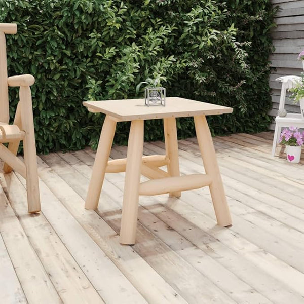 Rustic Solid Wood Square Side Table for Outdoor Garden Balcony Use, Untreated Spruce Wood with Natural Texture - Photo 1