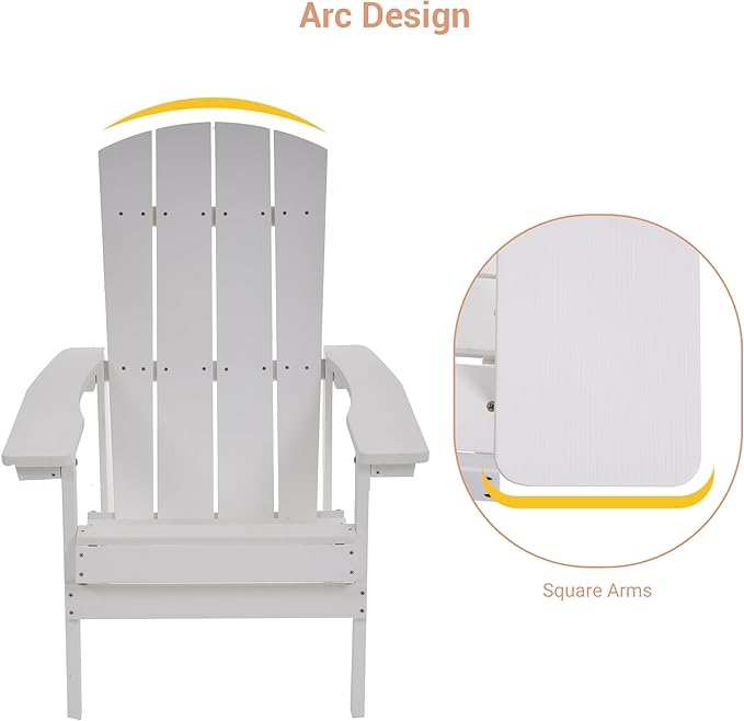 Adirondack Chairs, Plastic Adirondack Chairs Set of 2, All-Weather Resistant, Widely Used in Outdoor, Fire Pit, Deck, Outside, Garden