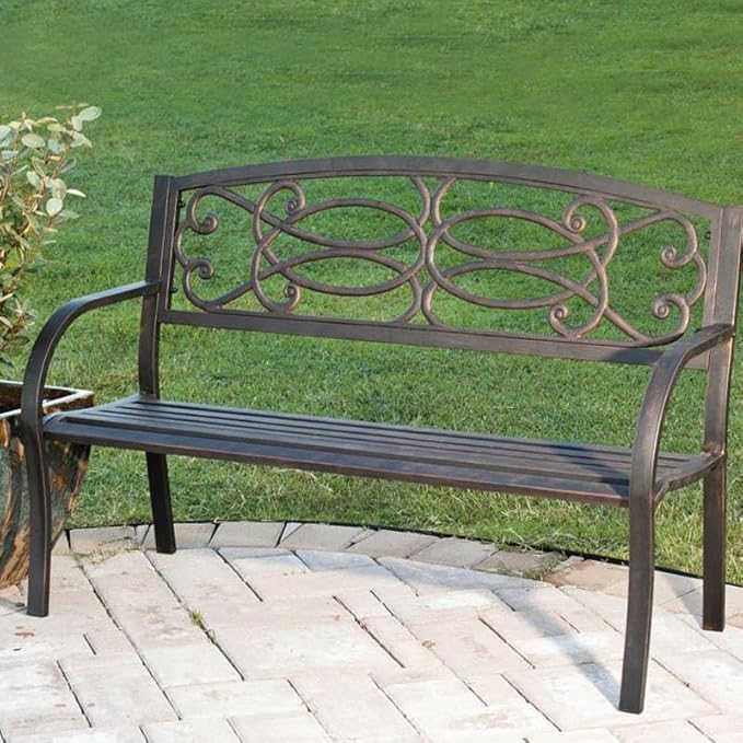 Cape Craftsmen Evergreen Metal Garden Bench, 50.5''x 33.5'' x 23.5'' inches