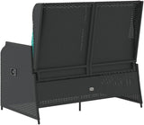 2-Seater Reclining Patio Bench with Cushions, Outdoor Synthetic Poly Rattan Loveseat with Adjustable Backrest - Photo 7