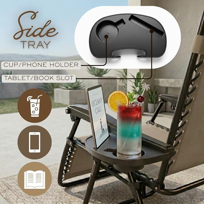 2-Pack Adjustable Zero Gravity Lounge Chair with Steel Mesh Fabric: Reclining Lawn Chair Featuring Comfort Pillow - Photo 7