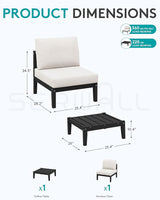 SERWALL HDPE Patio Furniture Set, 2 Pieces Outdoor Sectional Sofa Set - Photo 2