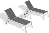 PURPLE LEAF Outdoor Chaise Lounge Set Adjustable Sunbathing Recliner with Side Table for Poolside Beach Outside Patio - Photo 8