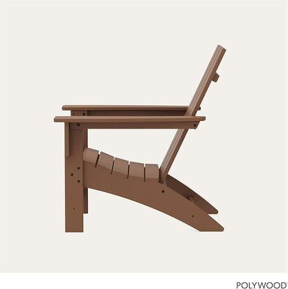 POLYWOOD Modern Adirondack Chair – All-Weather Outdoor Lawn Adirondack Chairs – HDPE, Fade-Resistant & Durable Outdoor Furniture – For Patio, Deck & Fire Pit Chairs – Teak Brown