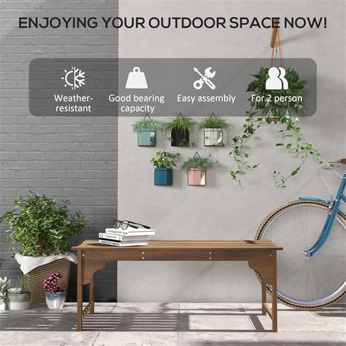 Outdoor Garden Bench, 45.25" L x 19.75" W x 17.75" H Garden Chair Patio Bench Backless Wood Bench - Photo 6
