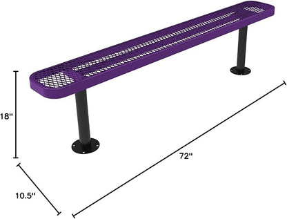 COATEDOUTDOORFURNITURE Heavy-Duty Outdoor Bench Thermoplastic Coated, Expanded Metal, Commercial-Grade Seating, Made in America (Surface Without Back, 6 Ft, Textured Purple)