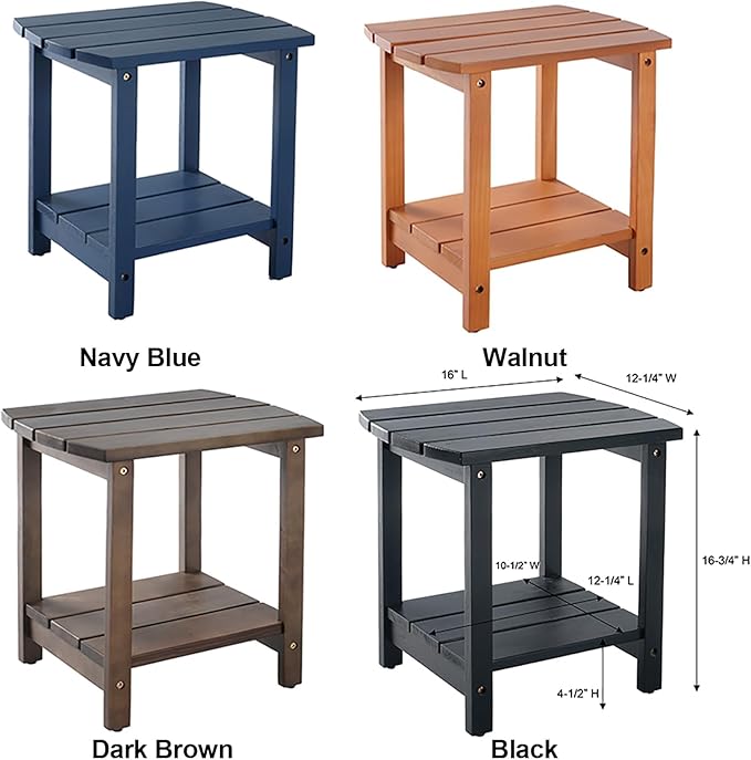 Adirondack Side Table, Double Outdoor Side Tables 16.5" Solid End Tables - Photo 3