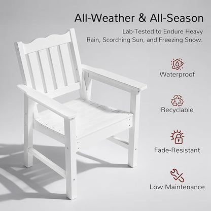 Stoog All-Weather Patio Chairs Set of 2, HIPS Outdoor Chairs with 400 lbs Weight Capacity, Patio Dining Chairs for Backyard, Deck, Garden and Porch, White