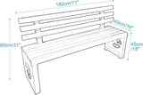 Outdoor Metal Garden Bench, Outdoor Benches Weatherproof with Backrest, Patio Bench for Outside Park, Picnic, Yard - Photo 2
