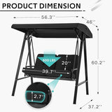 AECOJOY 2-Seat Outdoor Patio Swing Chair with Adjustable Canopy, Porch Swings Chairs for Adult - Photo 5