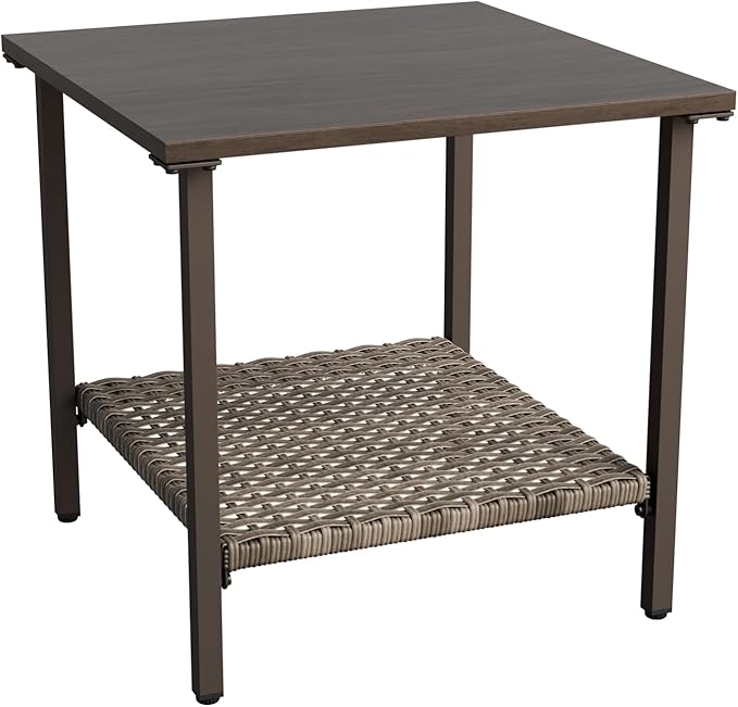 Vista Oasis Outdoor Steel Patio Table, Patio Side Table with Lower Storage, Outdoor Furniture for Balcony - Photo 7