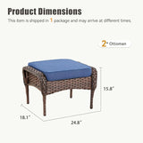 Outdoor Patio Ottomans Set of 2, Outdoor Wicker Footrest Seat with Removable Cushions - Photo 2