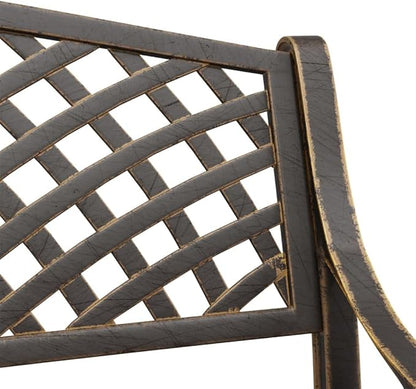 Traditional Bronze Cast Iron Garden Bench with Floral Design for Outdoor Patio and Balcony Seating, 40.2 Inch Length Supports Up to 529 lbs, 2-Person Capacity