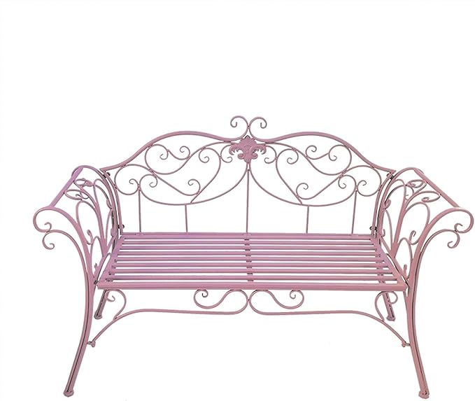 Outdoor Bench Garden Benches for Outdoors Patio Bench Metal Front Porch Bench with Sturdy Cast Iron Metal Frame, Metal Garden Bench Chair 2 Seater for Garden, Yard, Patio, Porch and Sunroom (Color :