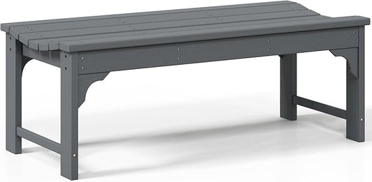 Costaelm Outdoor Benches Weatherproof, All Weather Resistant Park Bench Poly Lumber Backless Garden Bench Seat for Entryway Front Porch, Gray