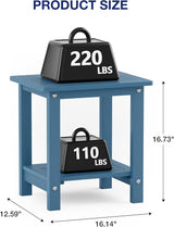 YEFU Outdoor Side Table for Patio: 16" HIPS Weather - Resistant Adirondack Tables Set of 2 - Small Square End Tables - Photo 3