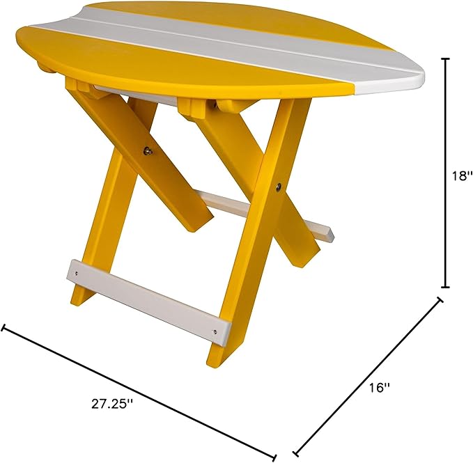 Amish-Made Surfboard Shaped Yellow Poly Folding Side Table - Photo 3