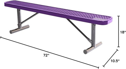 COATEDOUTDOORFURNITURE Coated Outdoor Furniture Heavy-Duty Portable Outdoor Bench Thermoplastic Coated, Expanded Metal, Commercial-Grade Seating, Made in America (Portable Without Back, 6 Ft, Purple)