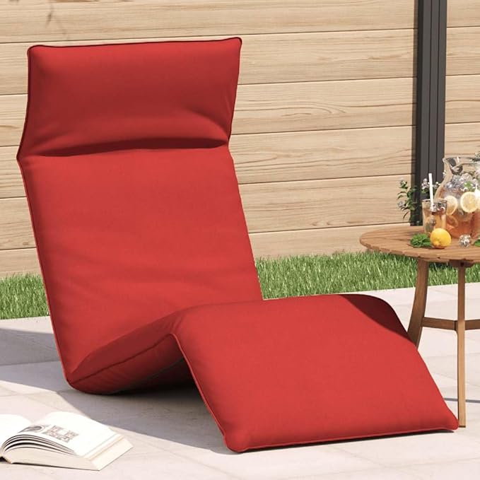Red Folding Sun Lounger, 69"x21"x3", 5-Pos Reclining, Water-Repellent Oxford, Portable for Patio Pool Yard Camping