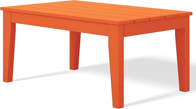 Costaelm Adirondack Outdoor Coffee Table, HDPE Drink Table Weather Resistant, Patio Porch Accent Balcony Table Outdoor End Table for Pool, Seaside, Backyard, Orange