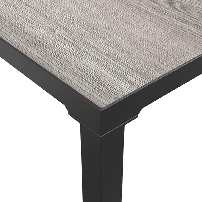 Modern Square Garden Coffee Table 21.7x21.7x12.2 in Powder-Coated Steel Grey Compact Patio Table for Balcony Backyard - Photo 4