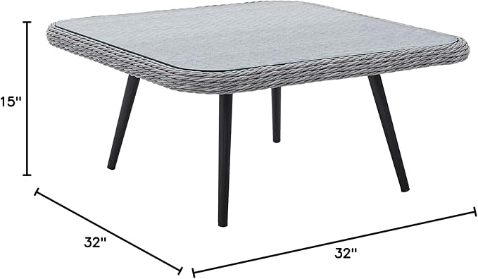 Endeavor Outdoor Patio Wicker Rattan Square Coffee Table in Gray - Photo 7