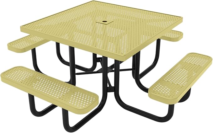 COATEDOUTDOORFURNITURE Heavy-Duty Portable Outdoor Picnic Table with Umbrella Hole - Photo 1