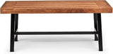 VINGLI Outdoor Wooden Coffee Table with Metal Frame - Heavy Duty 350lbs All-Weather Patio Table - Photo 7