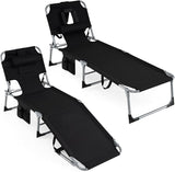 Giantex Face Down Tanning Chair, Folding Beach Lounge Chair w/ 4-Position Adjustable Backrest - Photo 1