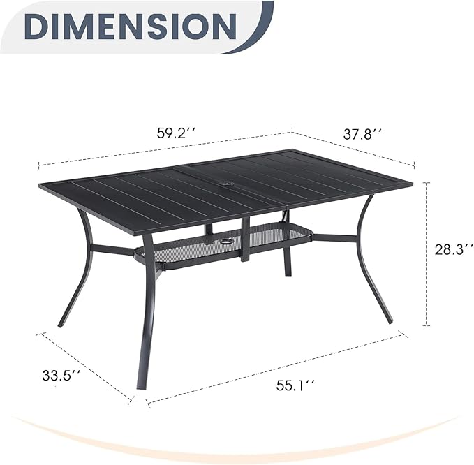 VICLLAX 59" Rectangle Patio Dining Table for 6 Person - Photo 3