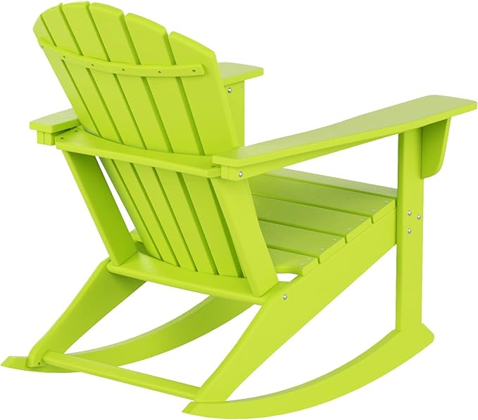 WestinTrends Dylan Outdoor Patio Poly Plastic Adirondack Rocking Chair, Lime