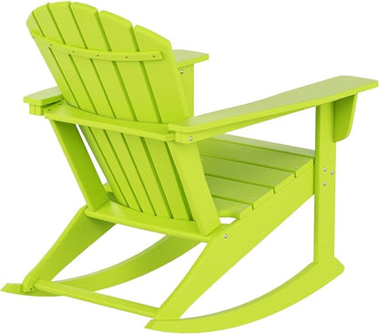 WestinTrends Dylan Outdoor Patio Poly Plastic Adirondack Rocking Chair, Lime