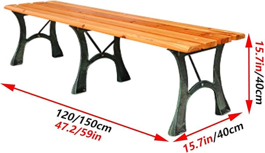 Outdoor Metal Garden Bench - 350lbs Capacity, Weather-Resistant Patio Bench with Backrest & Slatted Seat for Porch, Lawn, Balcony, and Patio Furniture (B-47"x15.7"x15.7")