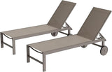 Shintenchi 2 PCS Outdoor Chaise Lounges Chair with Wheels Aluminum Reclining Patio Lounge Chairs with 5 Adjustable - Photo 1