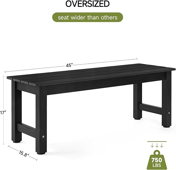 ONBRILL Outdoor Benches Weatherproof, 2-Person Poly Lumber Garden Bench - Photo 3
