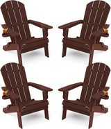 YEFU Adirondack Chair, Foldable Oversized Plastic Adirondack Chair Set of 4 with Cup Holder - Photo 1