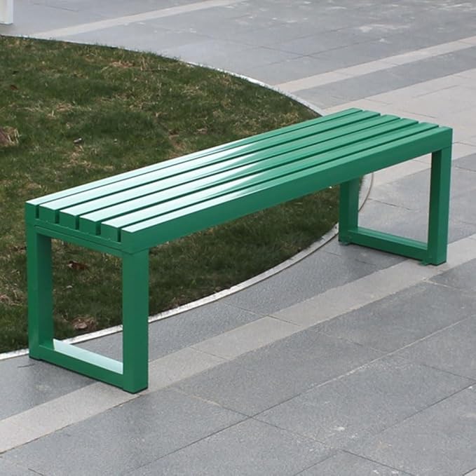 2 Person Outdoor Bench Weatherproof,Metal Garden Benches,Front Porch Bench seat,880 Lbs Weight,Heavy-Duty Furniture Seating for Park,Entryway,Patio Black,Yellow,Orange(Green,47.2 Inch)