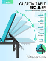 Outdoor Lounge Chairs Set of 2, Aluminum Patio Chaise Lounge Chairs with 5-Position Recliner - Photo 4