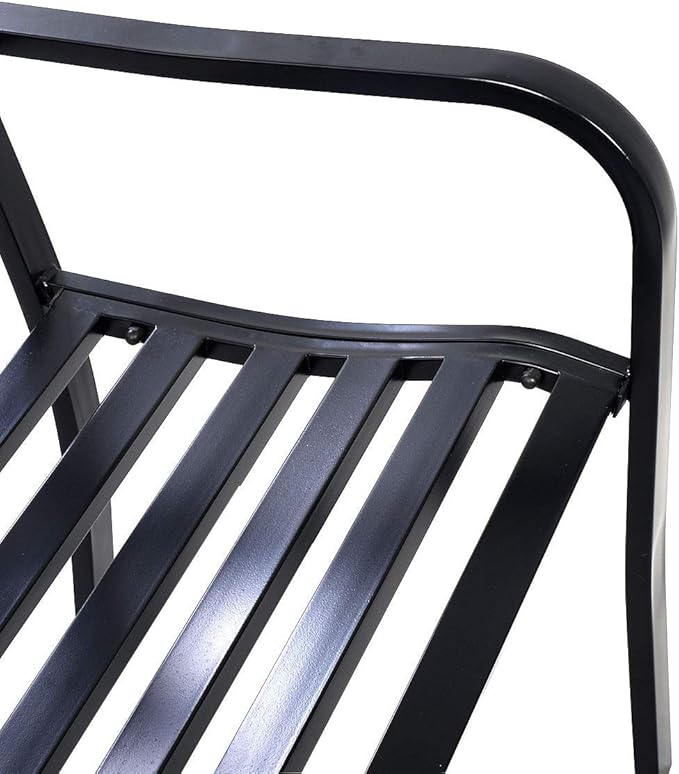 Wenst'sKufAN 50" Patio Garden Bench Park Patio Yard Furniture Decor Powder-Coated Cast Iron Black
