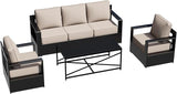 Outdoor Aluminum Furniture Set, 4-Piece Patio Conversation Set, 2 Chairs, 1 Sofa and 1 Table, All-Weather Metal Frame - Photo 8